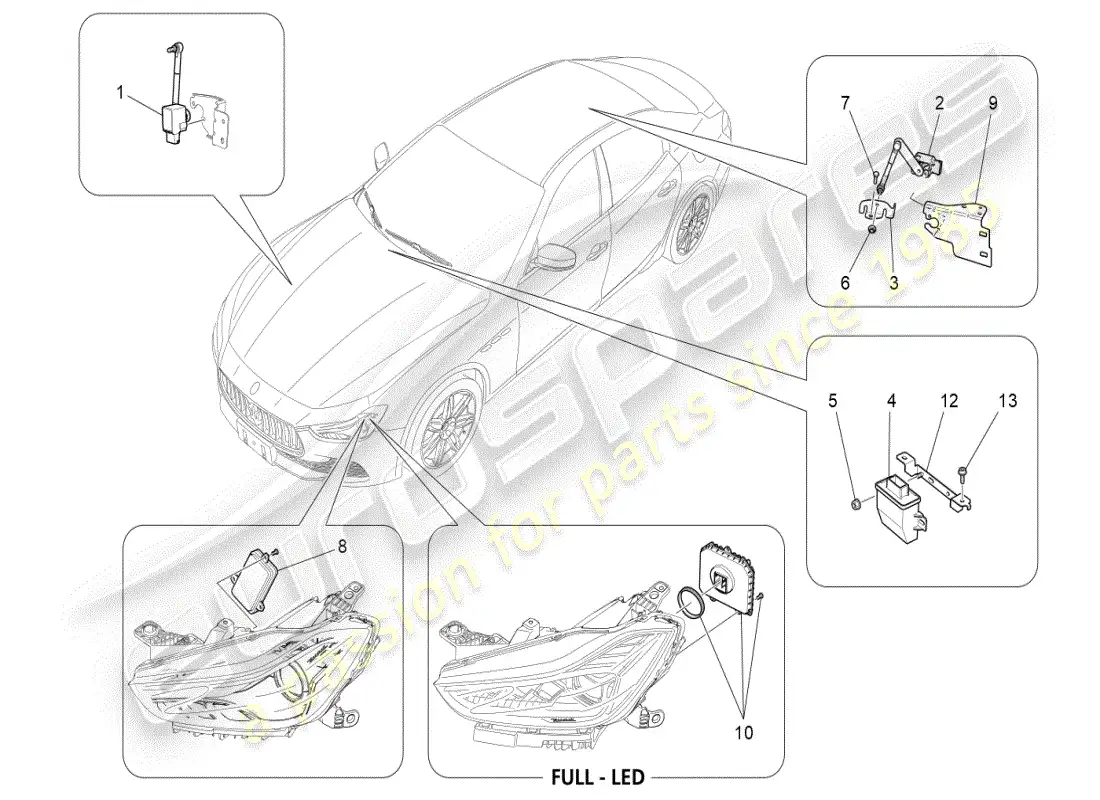 maserati ghibli (2019) lighting system control parts diagram