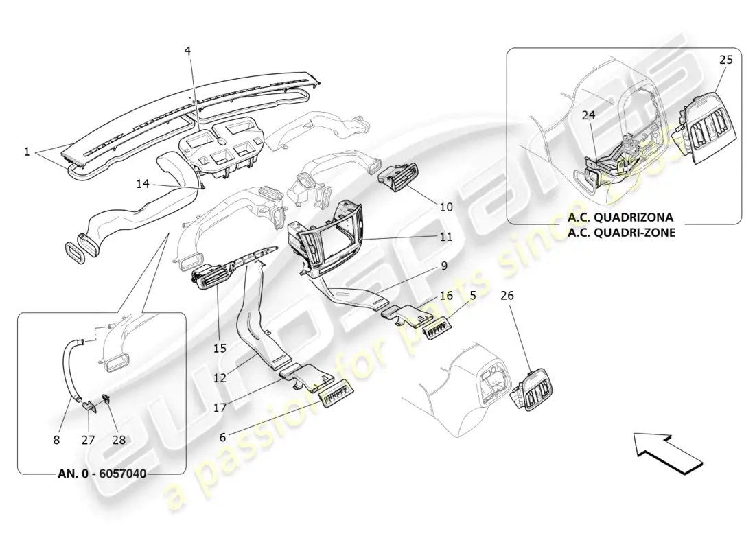 maserati levante (2017) a/c unit: diffusion parts diagram