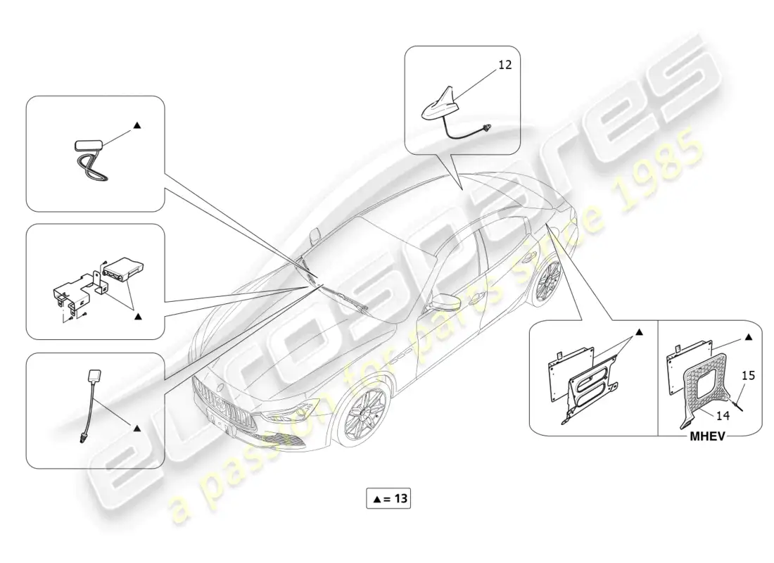 maserati ghibli fragment (2022) reception and connection system parts diagram