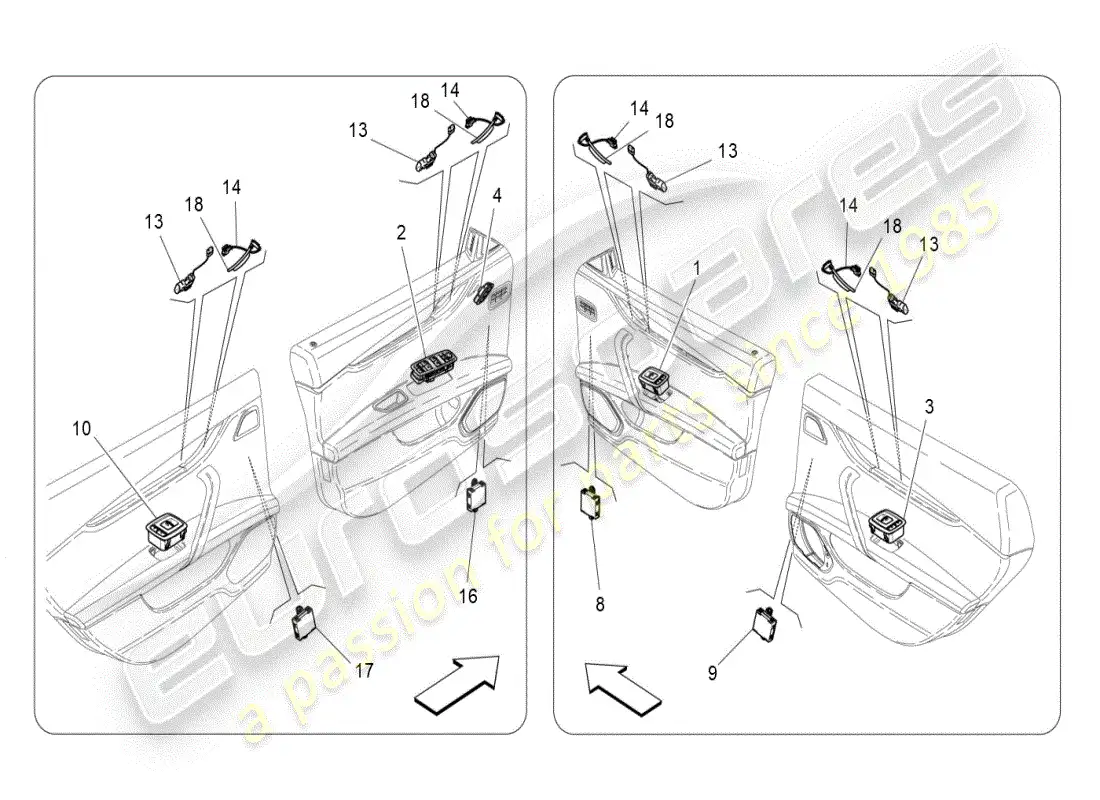 maserati ghibli (2019) door devices parts diagram