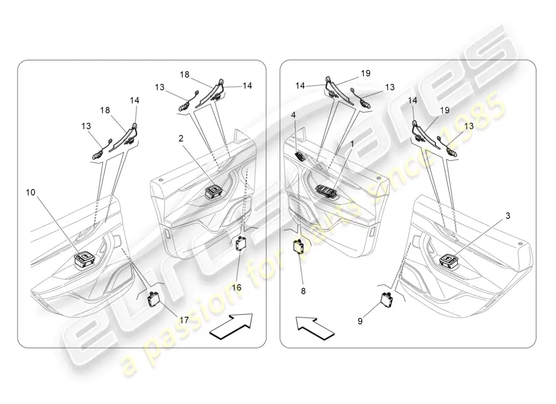 maserati levante (2020) door devices parts diagram