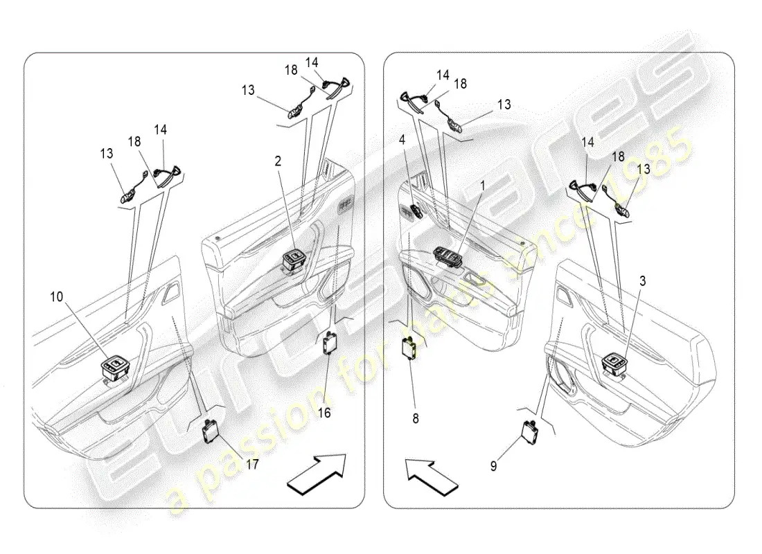 maserati ghibli (2019) door devices parts diagram