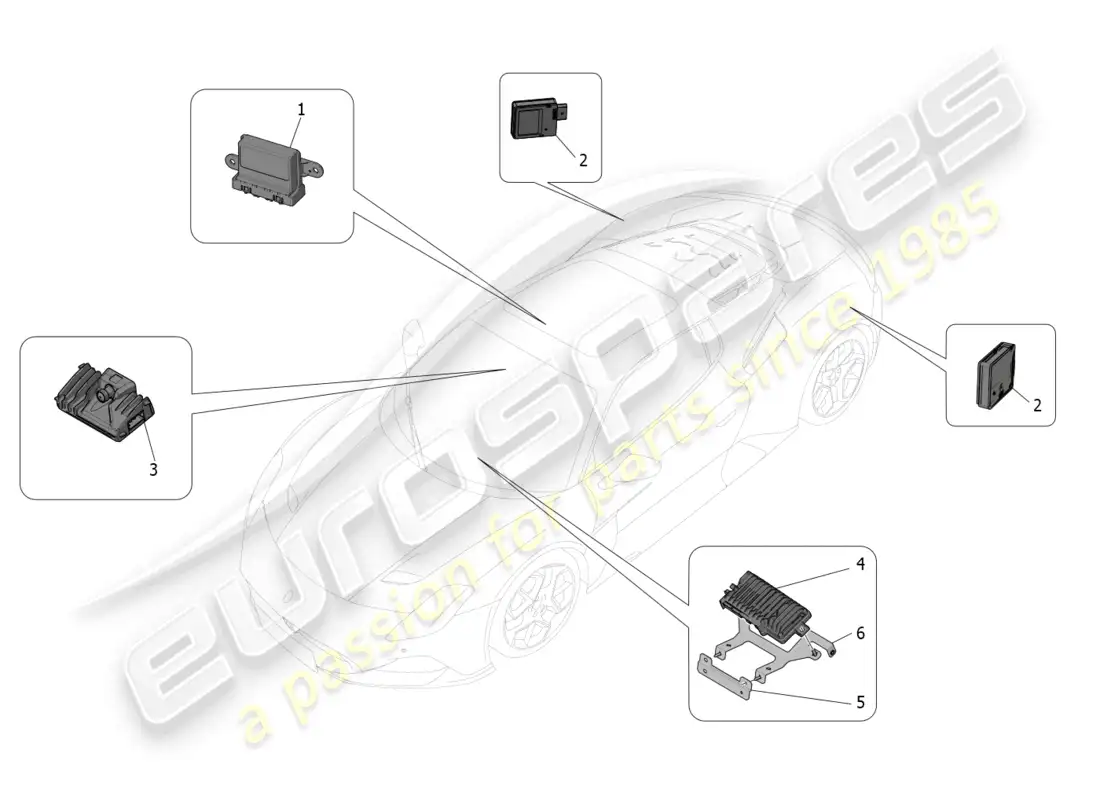maserati mc20 (2023) drive assistance system parts diagram