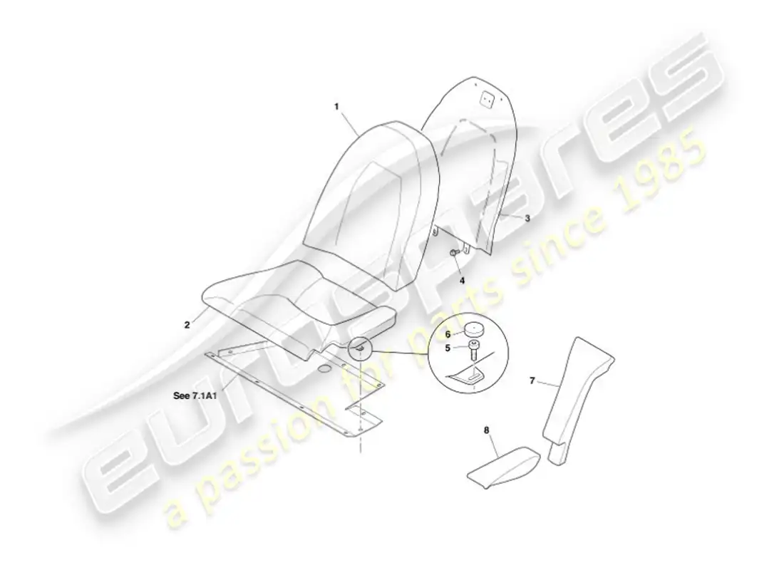 aston martin vanquish (2002) rear seats, to vin 500515 + 500522-525 parts diagram