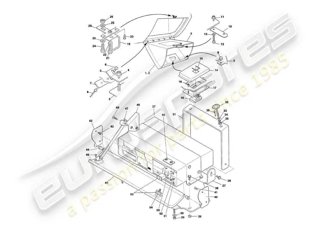 aston martin v8 volante (1997) fascia & trim parts diagram