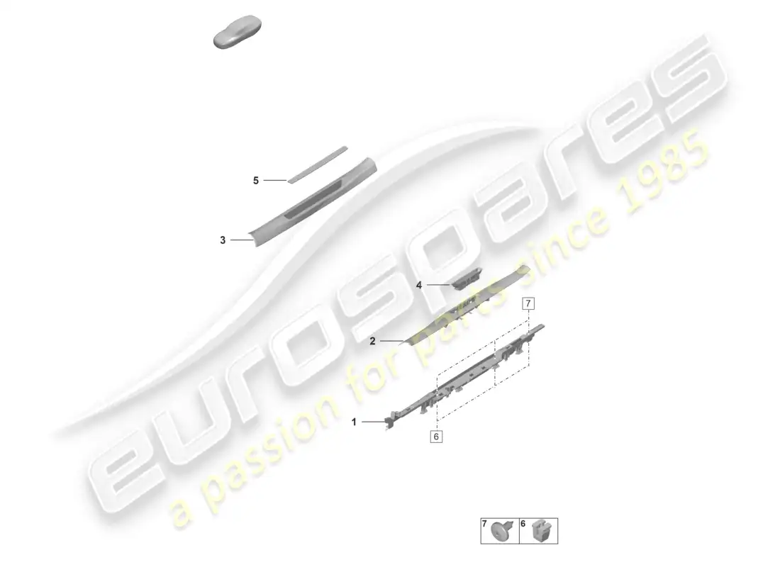 porsche 2023 (992-1 gt3/rs/st) side member trim inner parts diagram