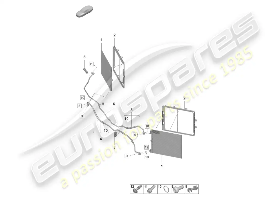 porsche 2023 (992-1 gt3/rs/st) air conditioning front refrigerant line parts diagram