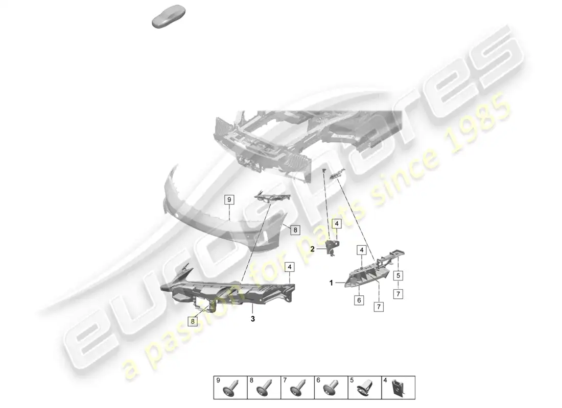 porsche 2025 (taycan 9j1-2) bumper front fasteners part diagram