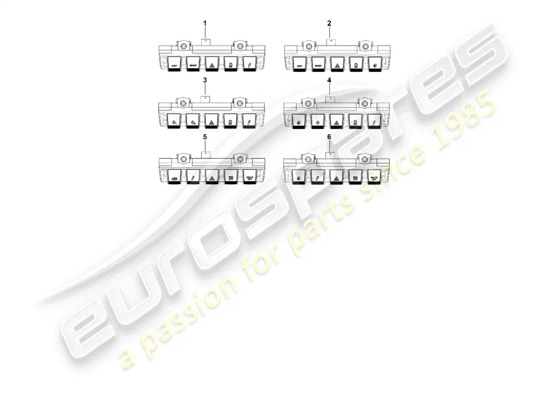 porsche 2023 (992-1 gt3/rs/st) switch module dashboard parts diagram