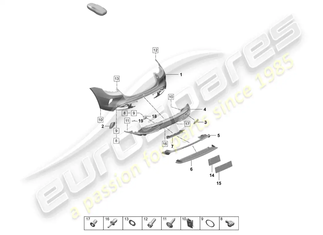 porsche 2025 (taycan 9j1-2) bumper rear sport design package part diagram