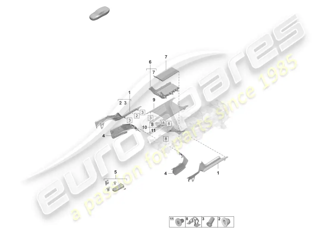 porsche 2026 (taycan 9j1-2) trims front tray centre console parts diagram