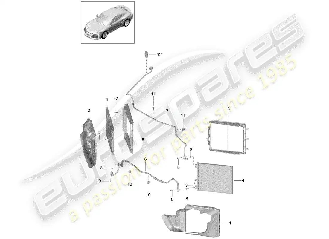 porsche 2018 (991-2 turbo) refrigerant circuit parts diagram