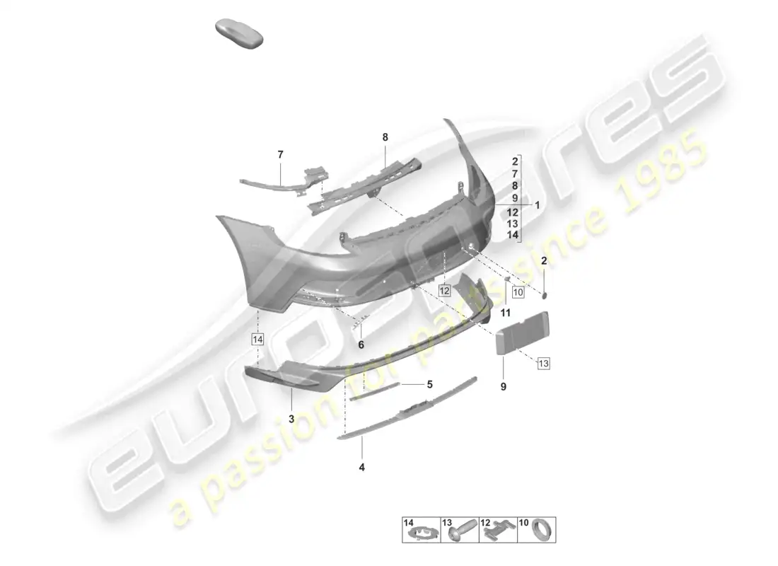 porsche 2023 (992-1 gt3/rs/st) bumper rear gt3 parts diagram