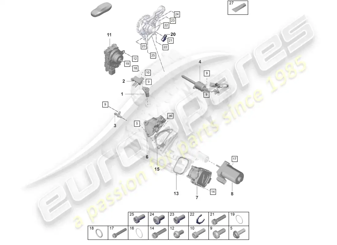 porsche 2023 (taycan 9j1-1) rear axle differential sensors throttle control element parts diagram