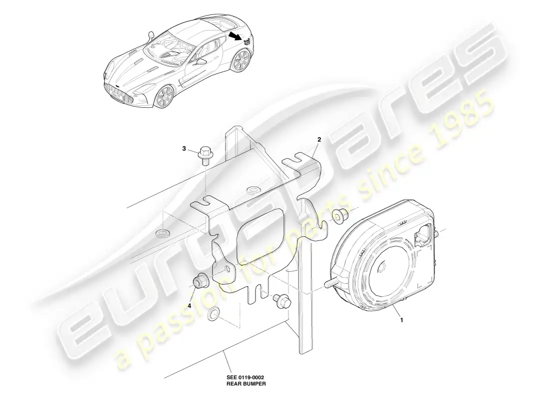 aston martin one-77 (2011) security sounder parts diagram