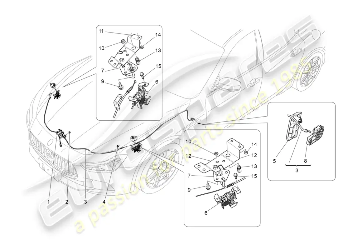maserati ghibli (2014) front lid opening button parts diagram