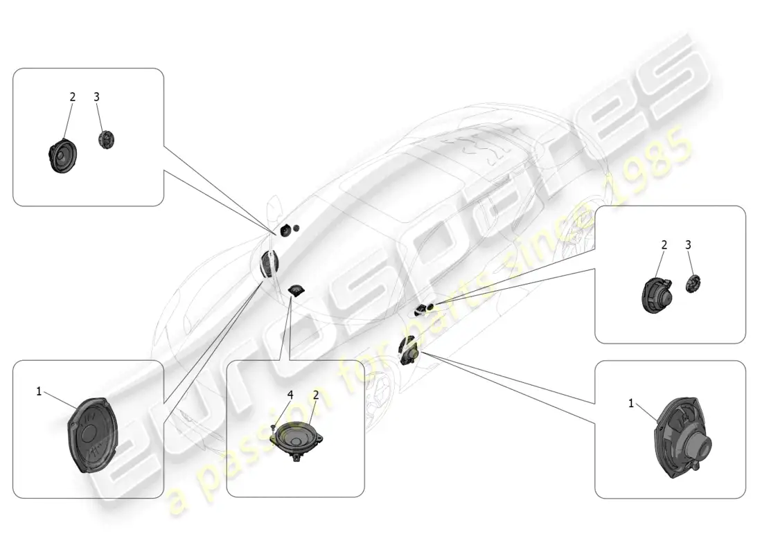 maserati mc20 (2023) sound diffusion system parts diagram