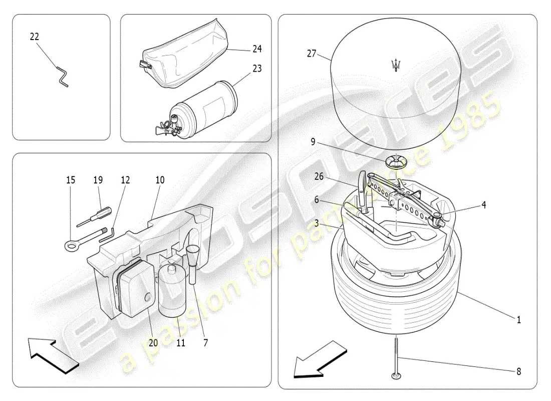 maserati ghibli (2021) standard provided parts diagram