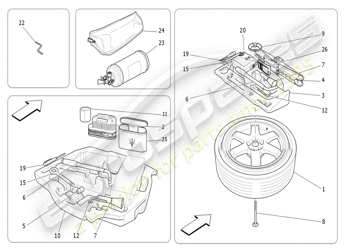 maserati ghibli (2021) standard provided parts diagram