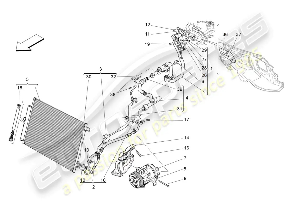 maserati levante (2020) a/c unit: engine compartment devices parts diagram