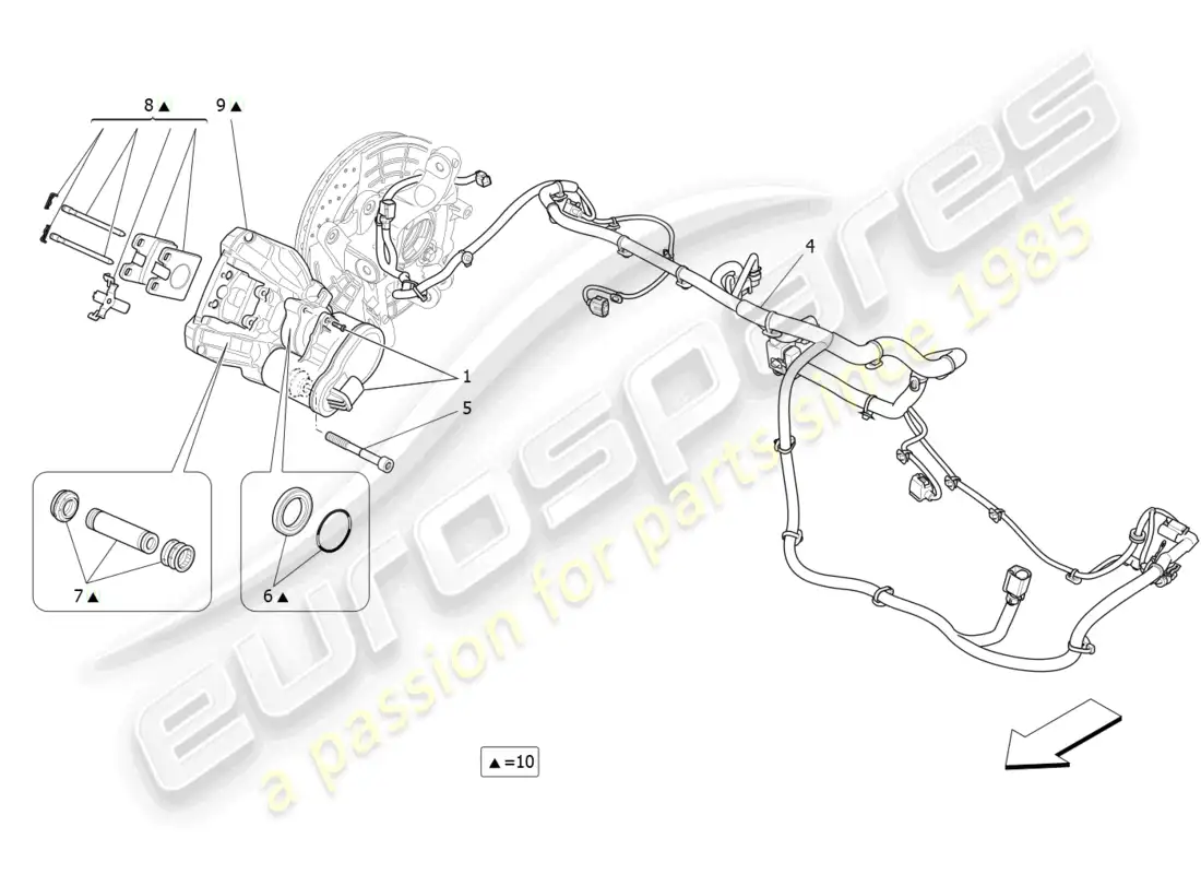 maserati levante modena (2022) parking brake parts diagram
