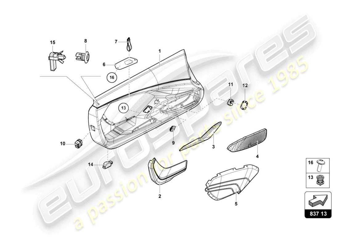 lamborghini sian (2020) door panel part diagram