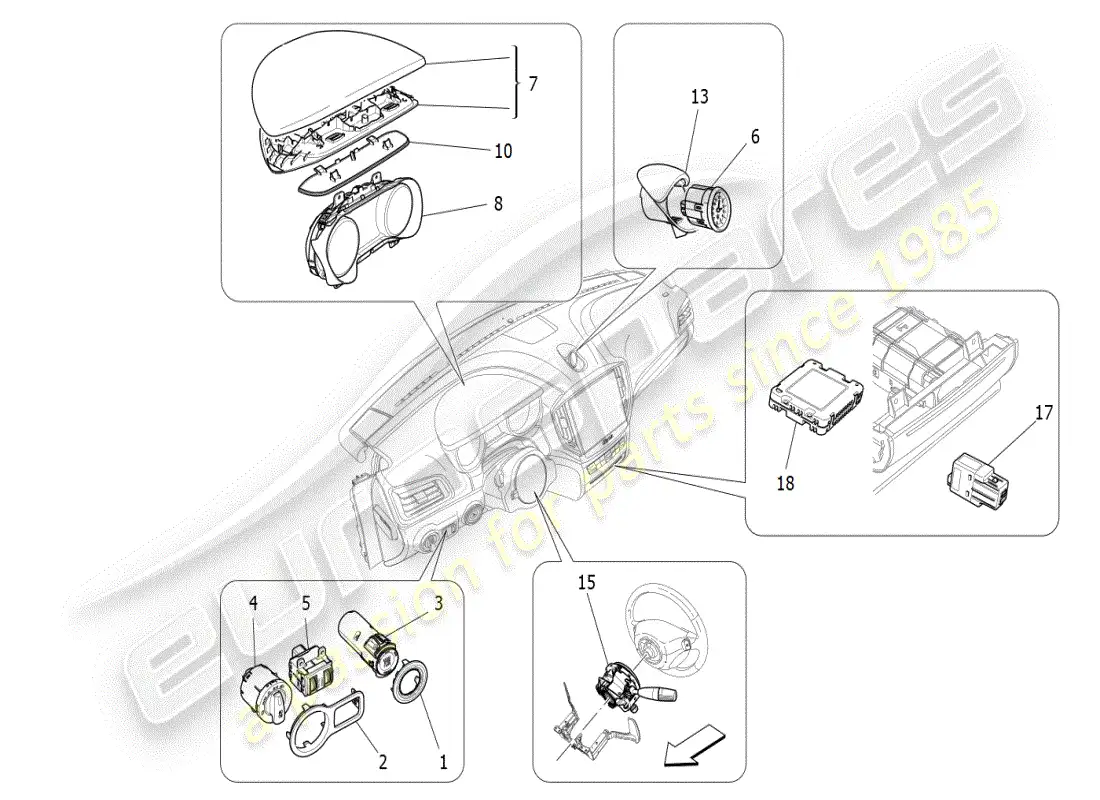 maserati ghibli (2021) dashboard devices parts diagram