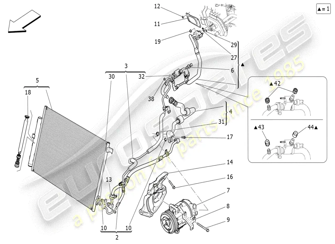 maserati ghibli (2019) a/c unit: engine compartment devices parts diagram