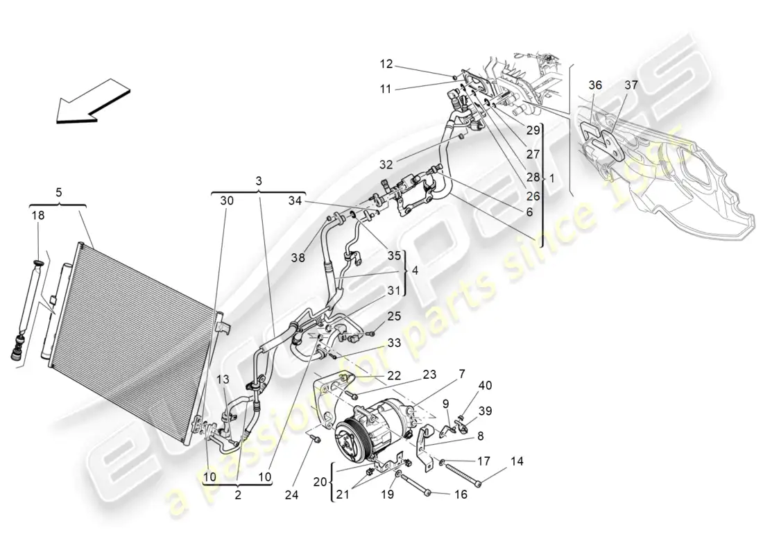 maserati levante (2019) a/c unit: engine compartment devices parts diagram