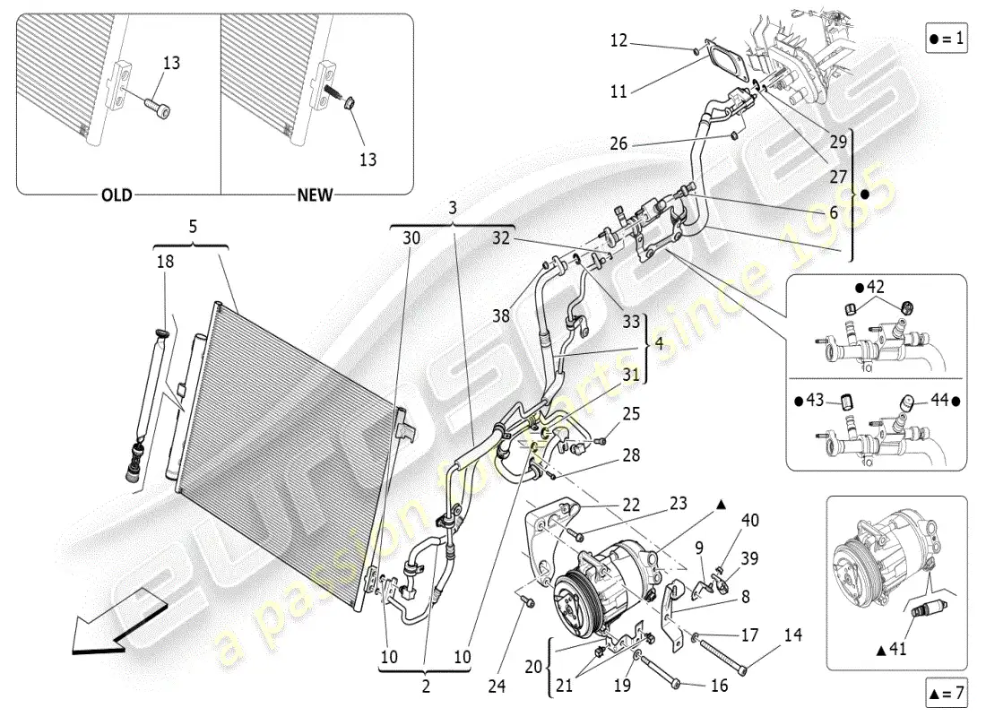 maserati ghibli (2019) a/c unit: engine compartment devices parts diagram