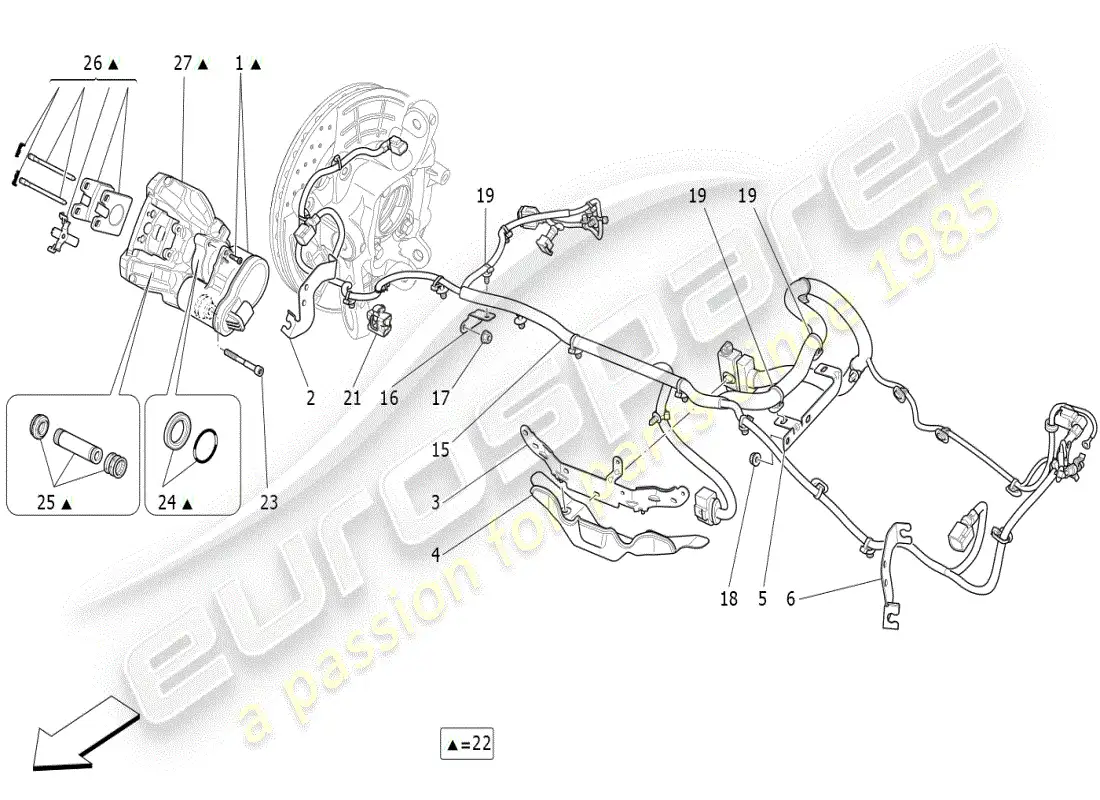 maserati ghibli (2019) parking brake parts diagram