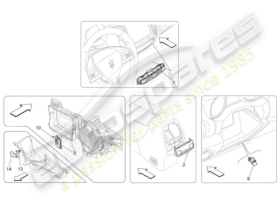 maserati levante gt (2022) a/c unit: electronic control parts diagram