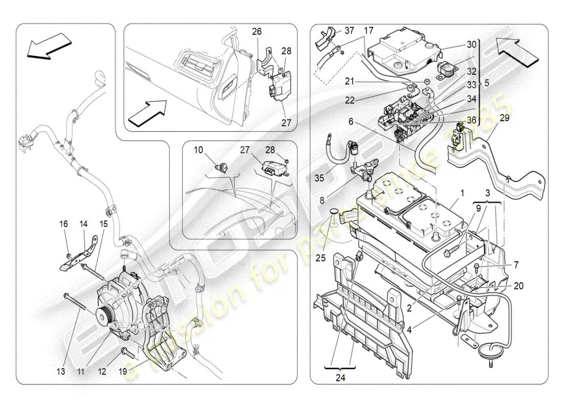 maserati ghibli (2021) energy generation and accumulation parts diagram