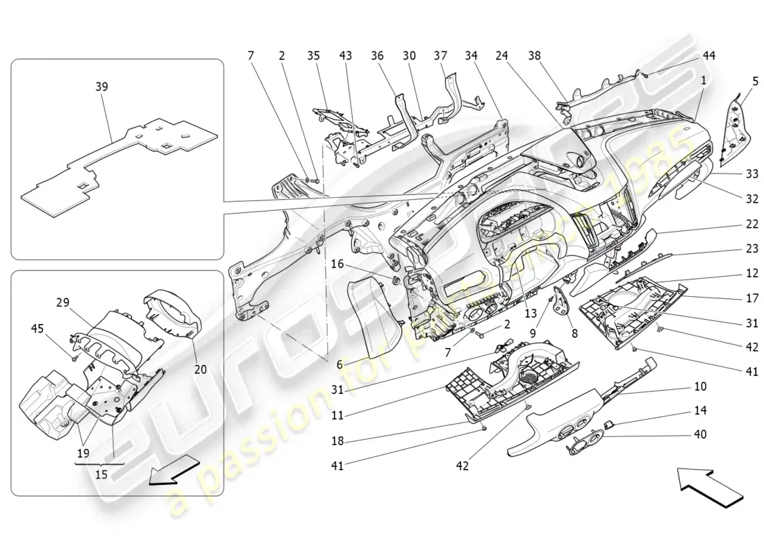 maserati levante trofeo (2020) dashboard unit parts diagram