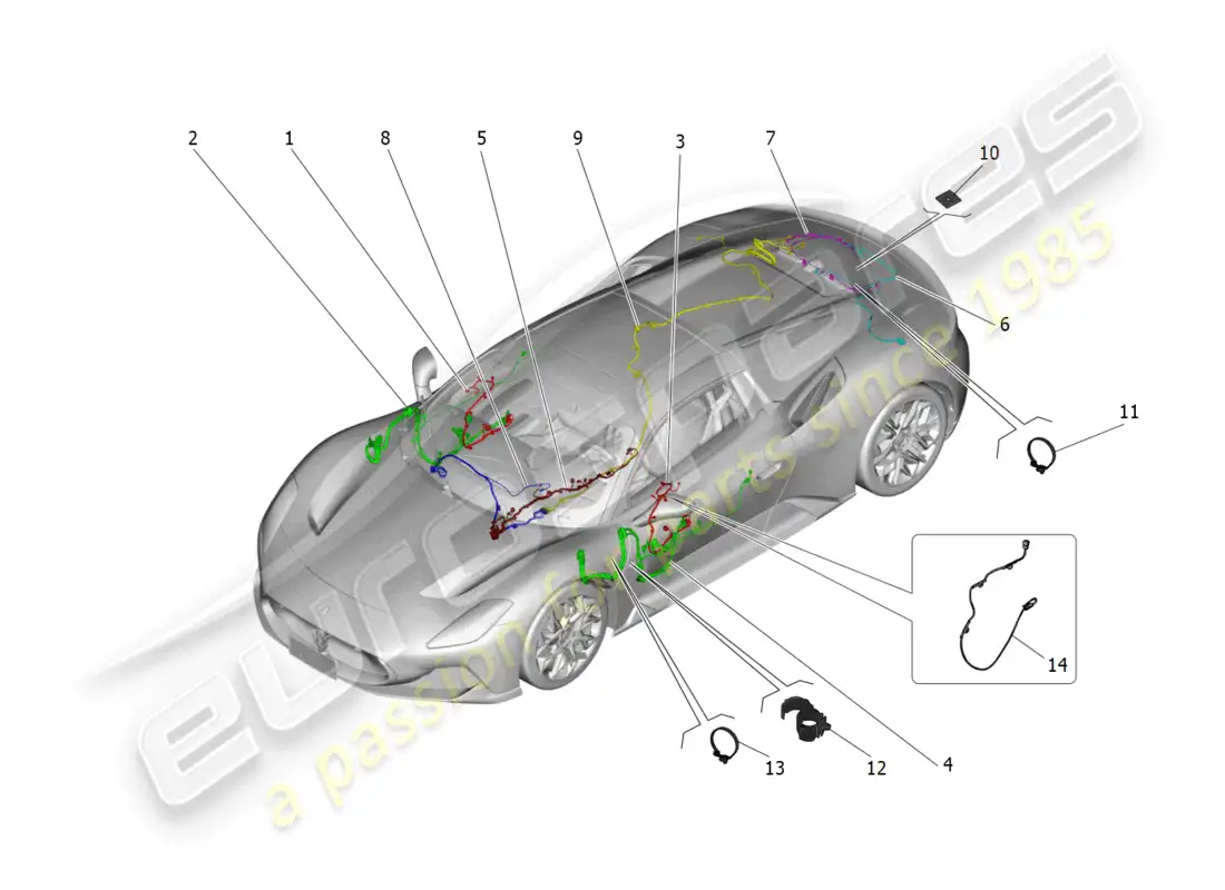 maserati mc20 cielo (2023) main wiring parts diagram