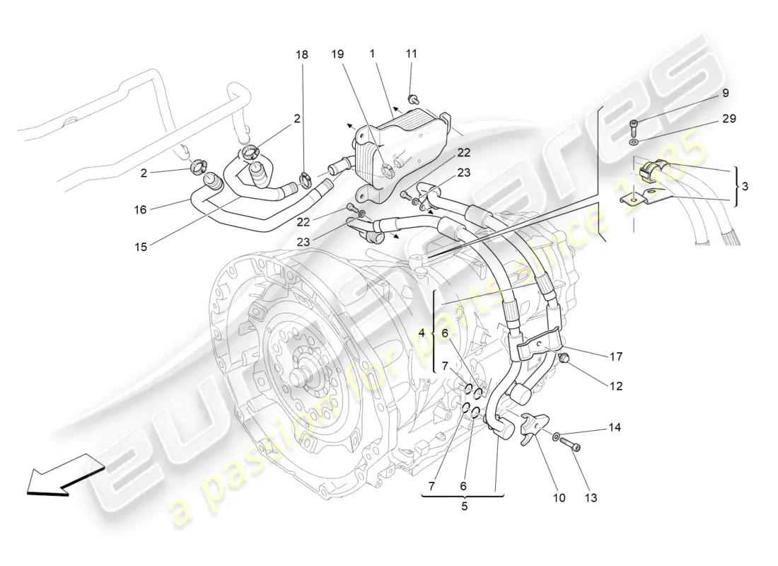 maserati levante zenga (2020) lubrication and gearbox oil cooling parts diagram