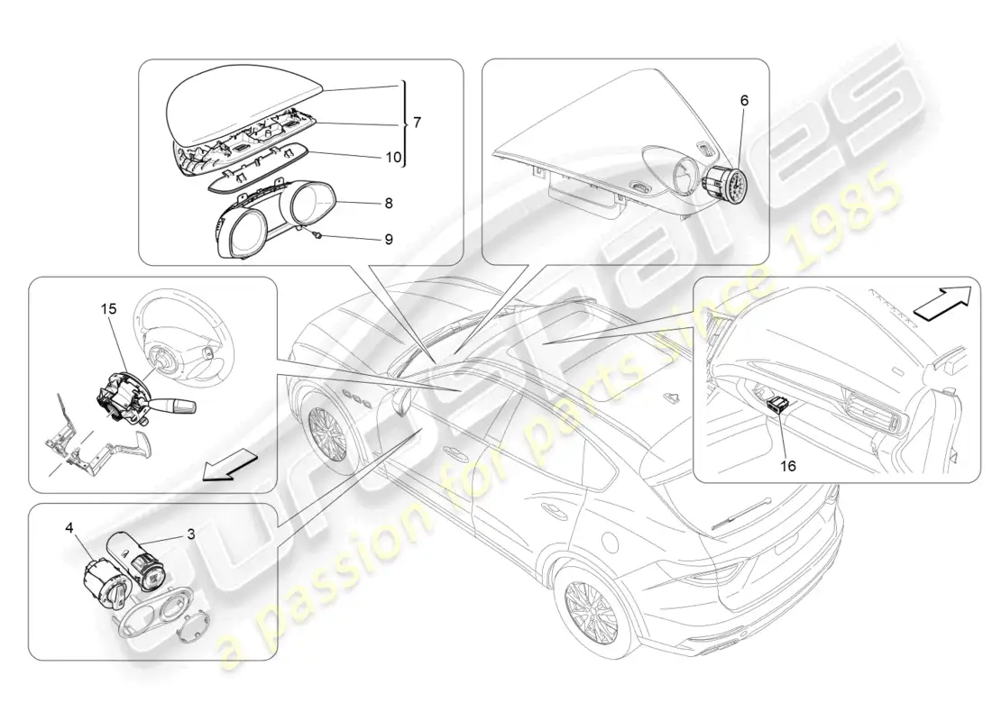 maserati levante (2020) dashboard devices parts diagram