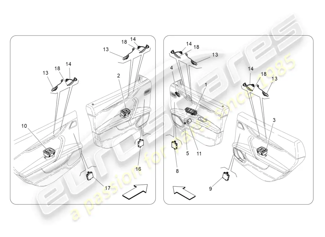 maserati ghibli (2015) door devices parts diagram