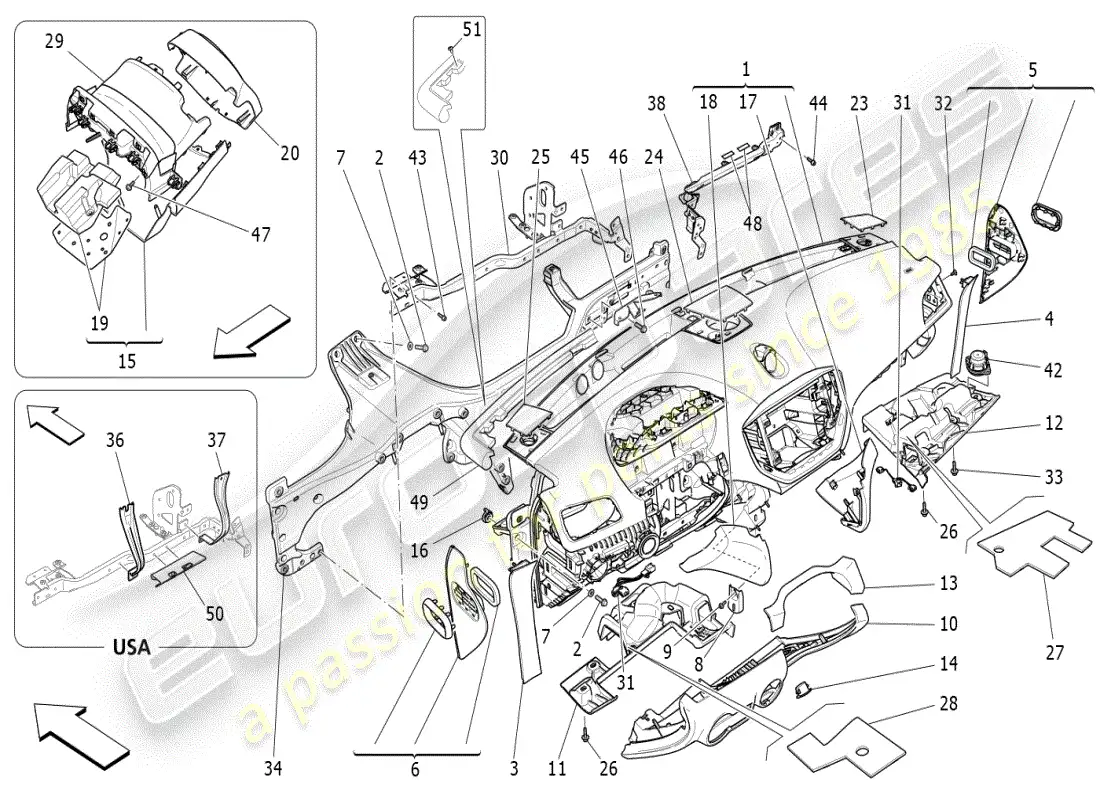 maserati ghibli (2019) dashboard unit parts diagram