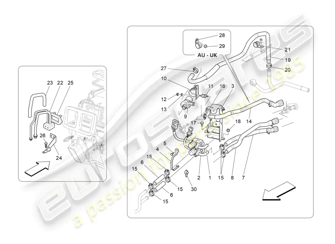 maserati grancabrio mc (2013) a/c unit: engine compartment devices parts diagram