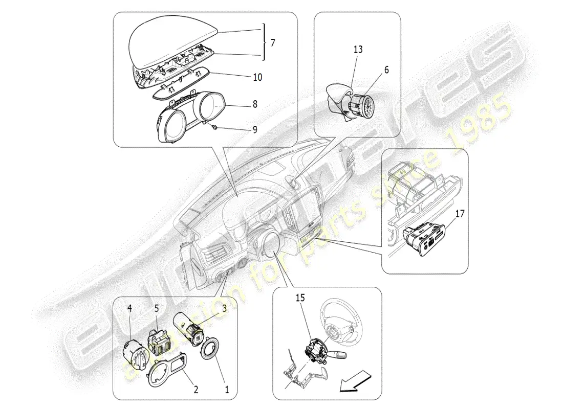 maserati ghibli (2019) dashboard devices parts diagram