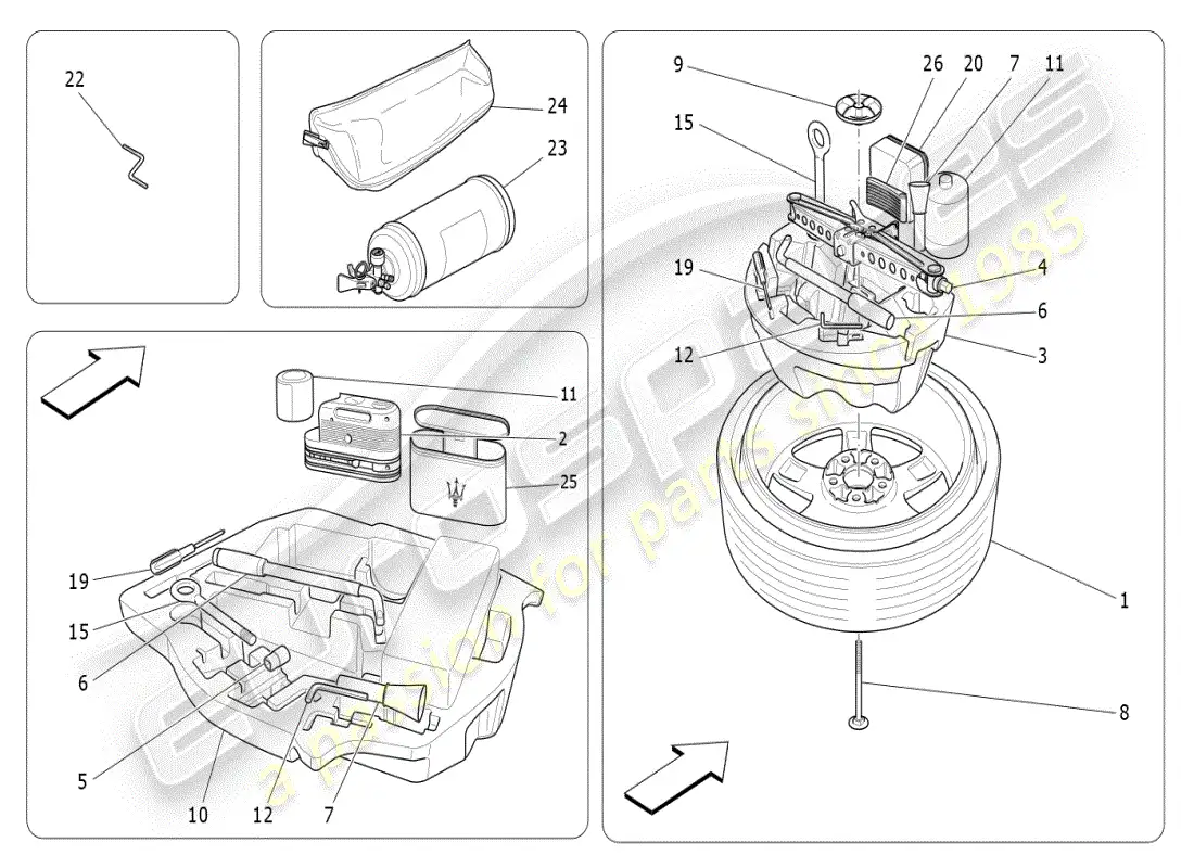 maserati ghibli (2021) standard provided parts diagram