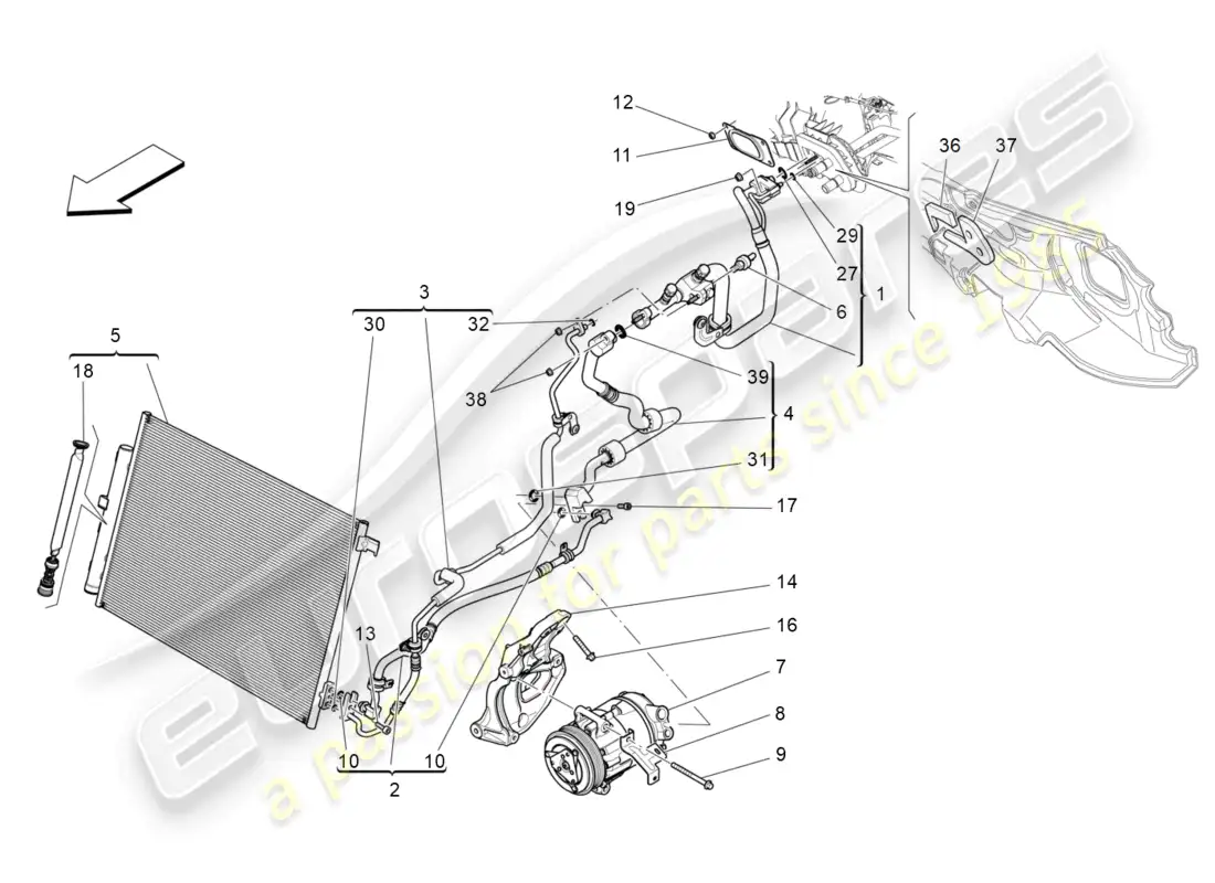 maserati levante (2020) a/c unit: engine compartment devices parts diagram