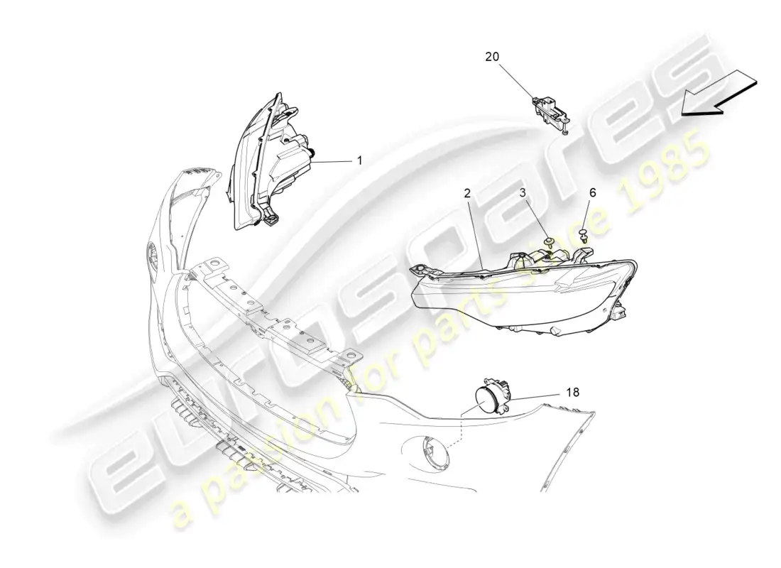 maserati levante (2020) headlight clusters parts diagram