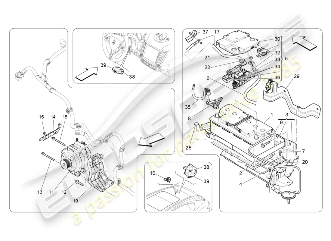 maserati levante (2020) energy generation and accumulation parts diagram