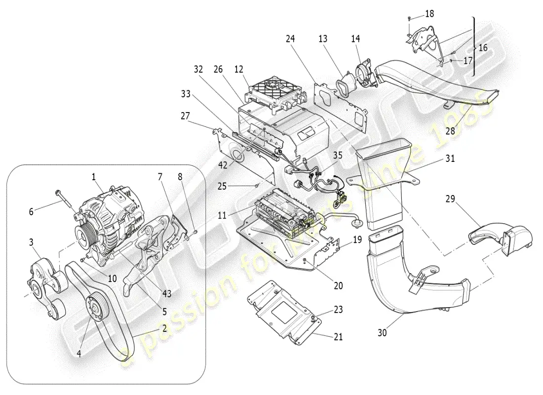maserati ghibli (2021) energy generation and accumulation parts diagram
