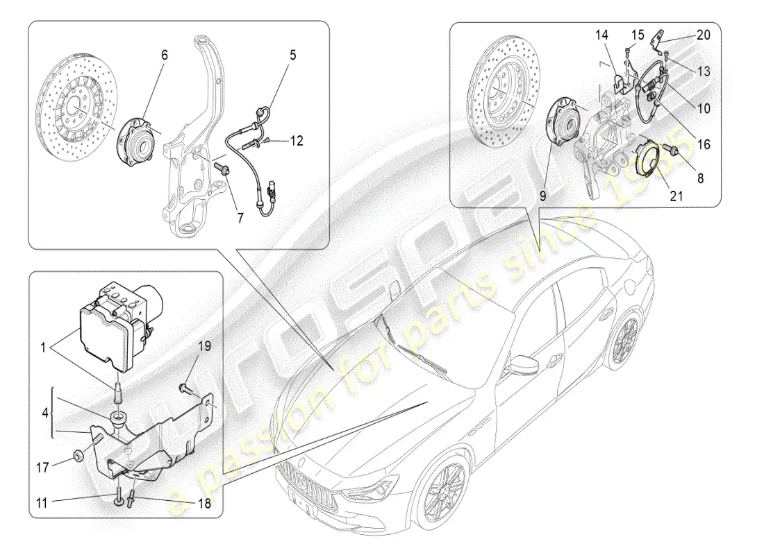 maserati ghibli (2020) braking control systems parts diagram