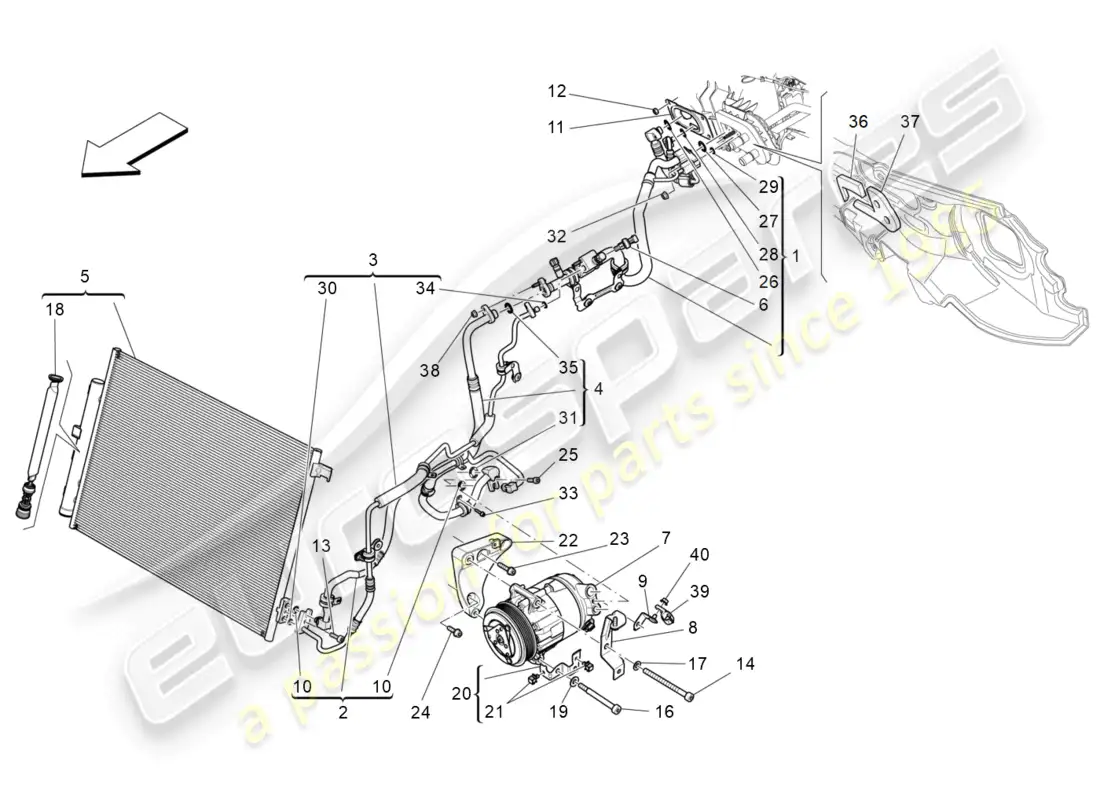 maserati levante (2020) a/c unit: engine compartment devices parts diagram