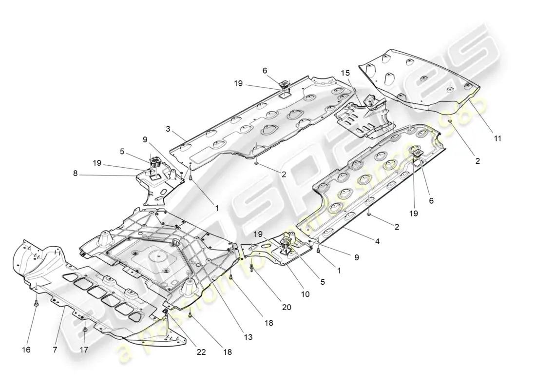maserati ghibli (2018) underbody and underfloor guards parts diagram