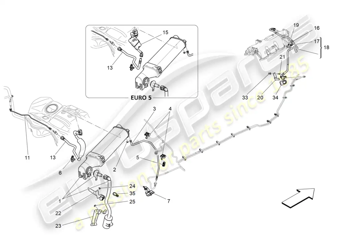 maserati ghibli (2016) fuel vapour recirculation system parts diagram